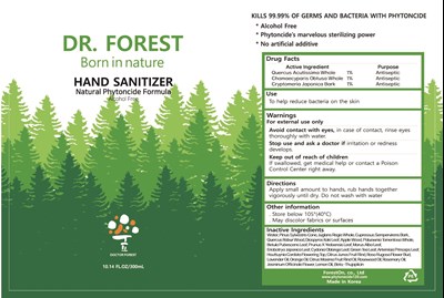 81609-201-01 (01 Dr. Forest Born In Nature Hand Sanitizer 300ml (alcohol Free) Label)